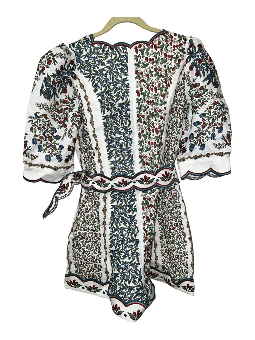 Farm Rio Fruit Beauty Off-White Linen Belted Romper Size M NWT $248 - Picture 5 of 15